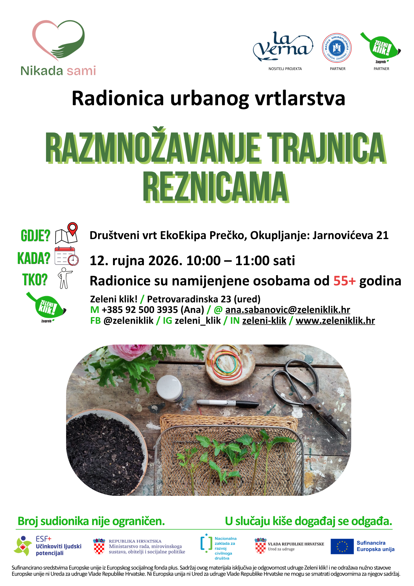 Urbano vrtlarstvo razmnozavanje trajnica reznicama 12.9.2026. PLAKAT