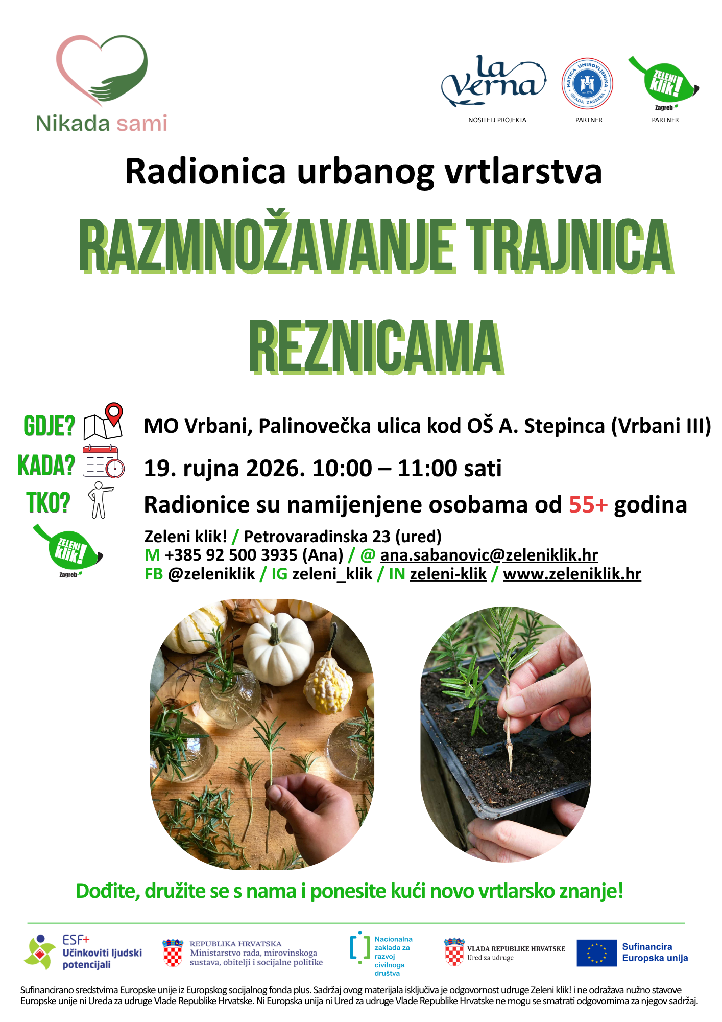 Urbano vrtlarstvo razmnozavanje trajnica reznicama 5.9.2026. PLAKAT