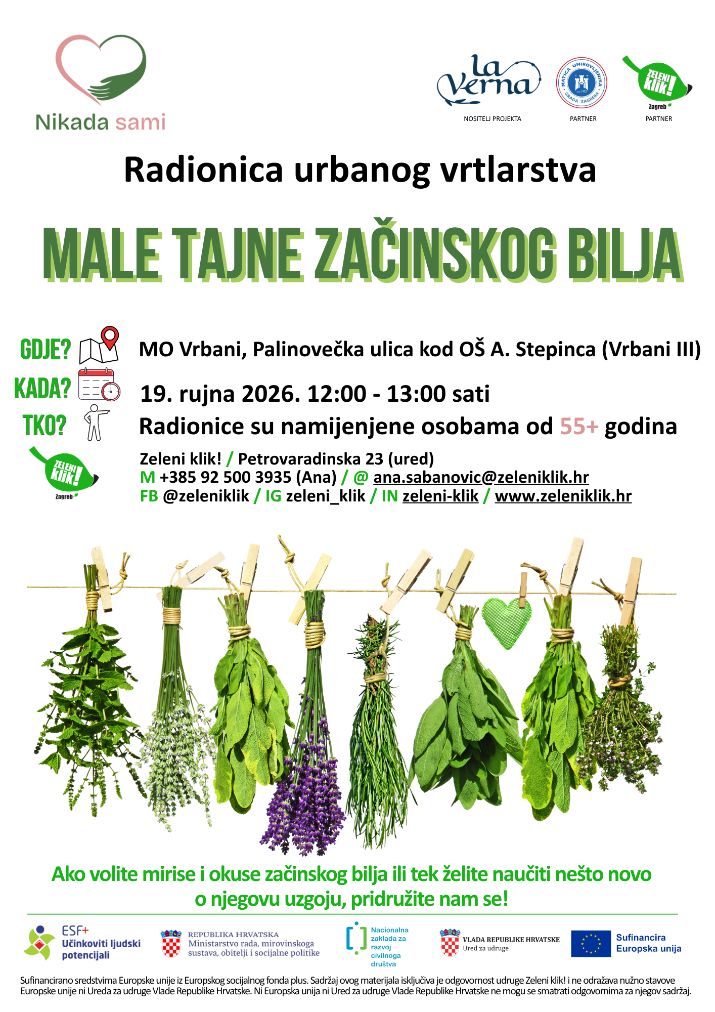 Urbano vrtlarstvo zacinsko bilje nikada sami 19.9.2026. PLAKAT