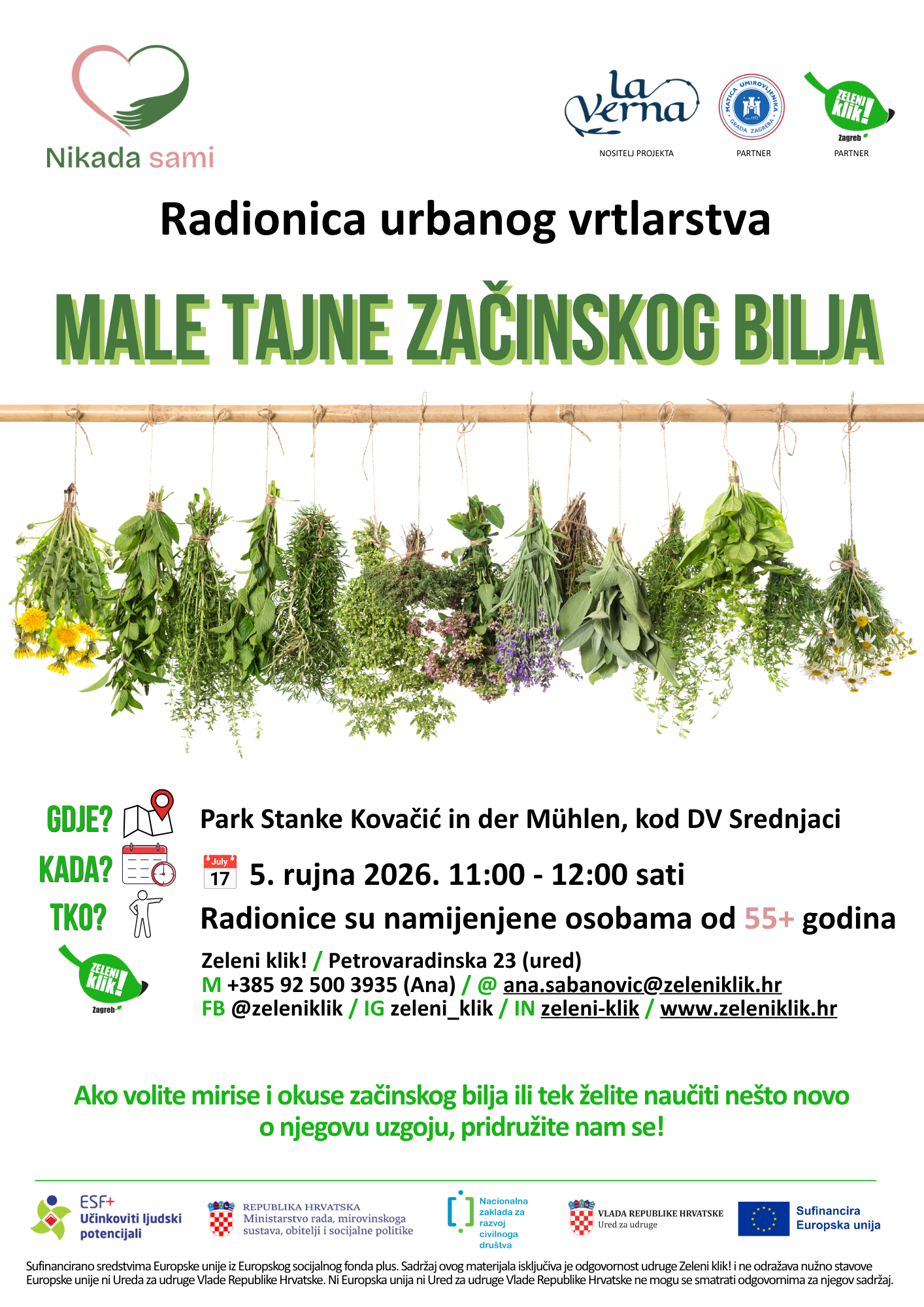 Urbano vrtlarstvo zacinsko bilje nikada sami 5.9.2026. PLAKAT